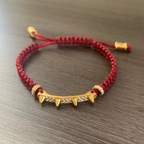 Burgundy Gold and Crystal Studded‎ Bracelet - Picture 2 of 5